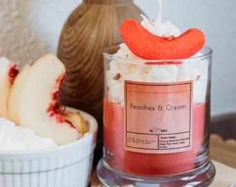 Peaches & Cream Dessert Scented Handmade Soy Wax Holiday Candle
