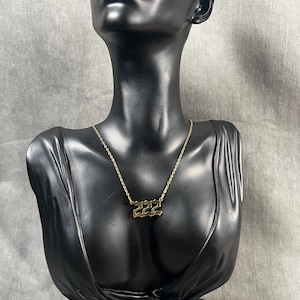 Gold Angel Number 222 Necklace