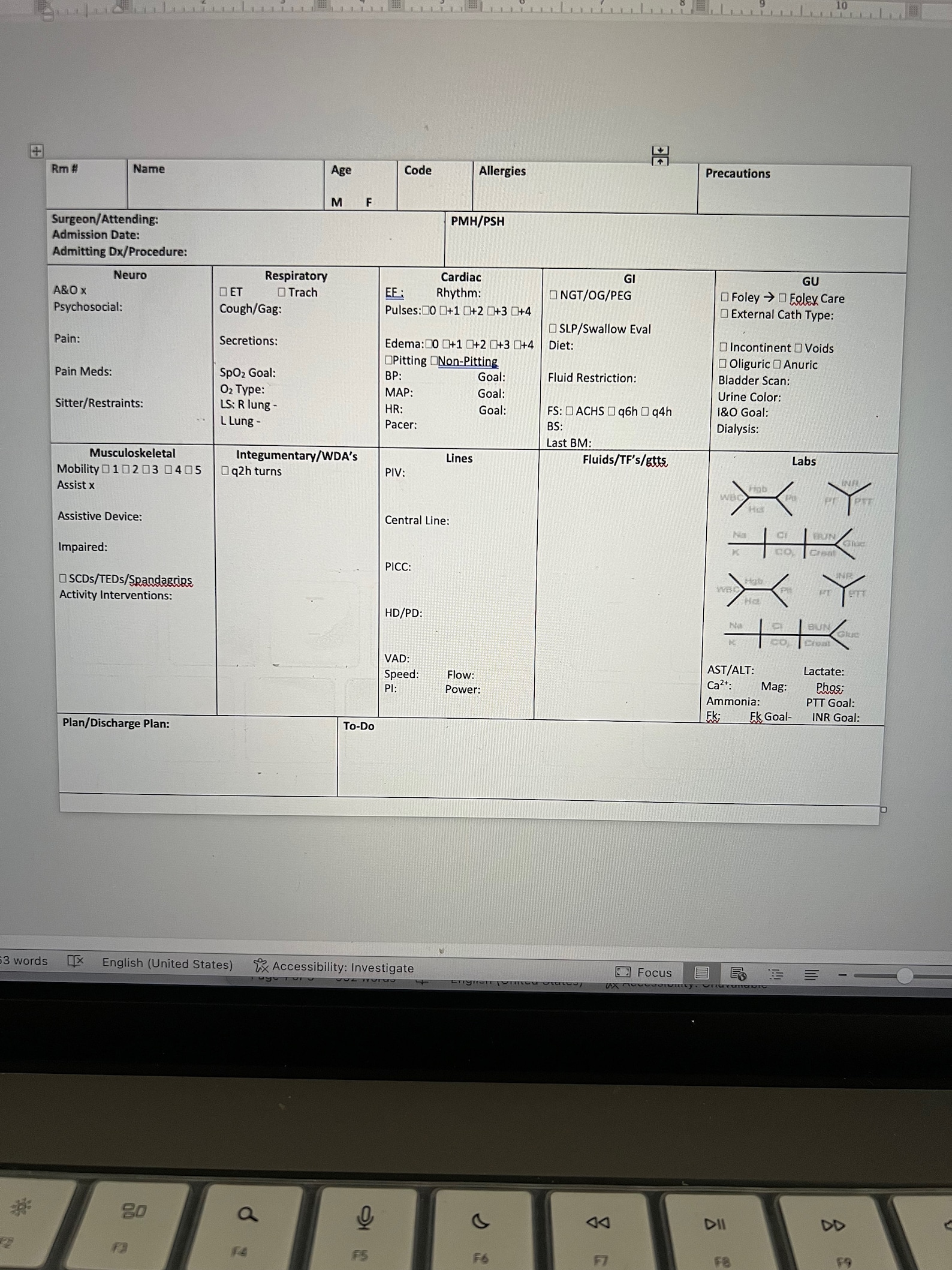 Med-surg Tele Float Pool Report Sheet Version 1 - Etsy