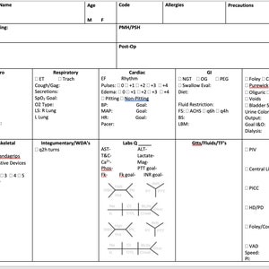 Cardiac Surgery Stepdown Report Sheet - Version 2
