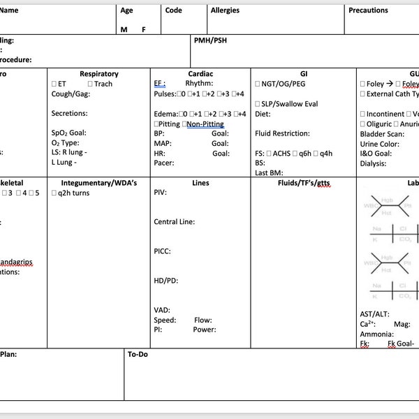 Float Nurse Report Sheet - Etsy