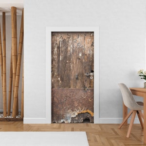 Vintage Trompe l&#39;Oeil Wooden Door Wall Sticker - Decorative wall sticker