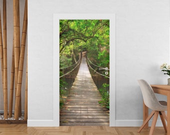 Wall sticker Door Trompe l'Oeil Jungle Bridge - Decorative wall sticker