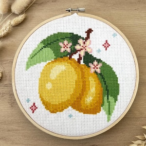 Lemon Cross Stitch Pattern - Sparkling Citrus Design - Digital Download - Summer Theme