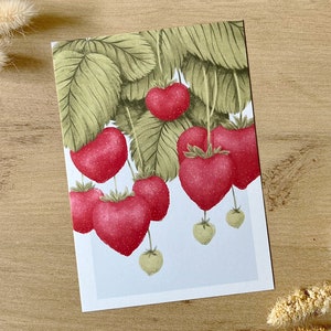 Jolie carte postale avec illustration de fraise, carte de vœux, impression artistique, décoration murale pour cuisine