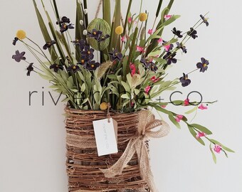 Spring Hanging Basket Wreath Arrangement