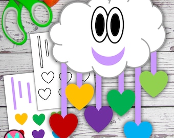 Heart Cloud Craft Template: Cut & Glue Weather Activity (PDF)