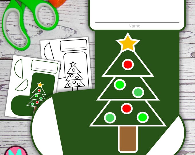 Printable Christmas Craft, Stocking Template, Christmas Crafts ...