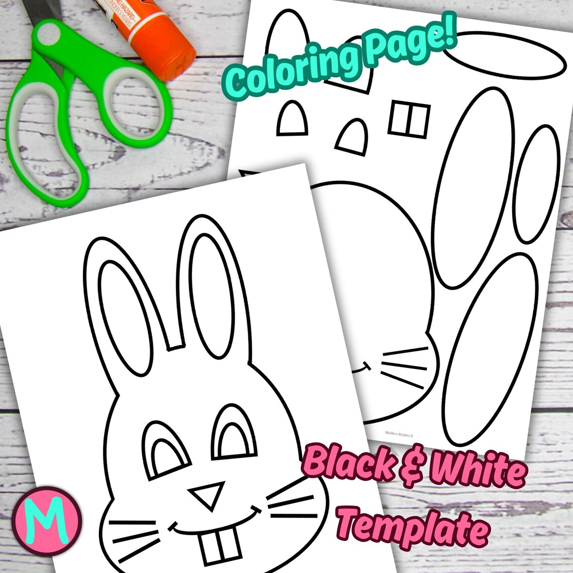 Bunny Rabbit Head Craft Template: Easter Paper Craft (PDF) - Etsy