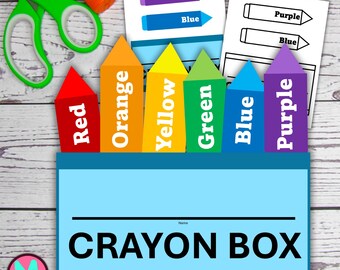 Personalisierte Crayon Box Craft Template: Zurück in der Schule Schneiden & Kleben Papierkunst (PDF)