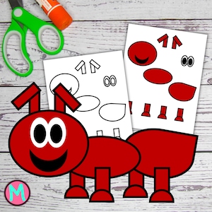 Ant Craft Template for preschool, kindergarten, elementary and homeschool, simple printable cut and glue craft, bug craft