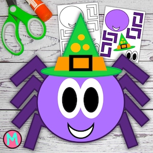 Halloween Witch Spider Craft Template: Cut & Glue Paper Craft (PDF)