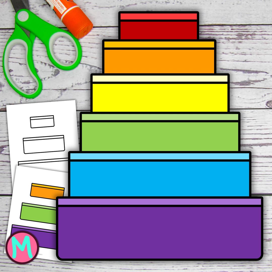 Rainbow Blocks Craft Template, Printable Colorful Cut and Glue Paper ...
