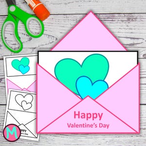 Valentine Envelope Craft Template, Valentine&#39;s Day Craft For Kids, Printable Paper Craft For Preschool