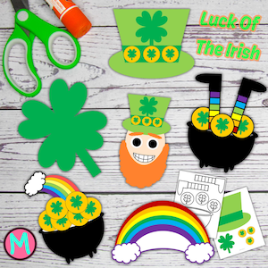 Mallar för pyssel till St. Patrick's Day: Aktivitetspaket för barn (PDF)