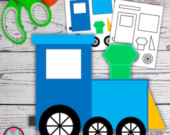 Blue Train Craft Template: Printable Cut & Glue Paper Craft For Kids (PDF Download)
