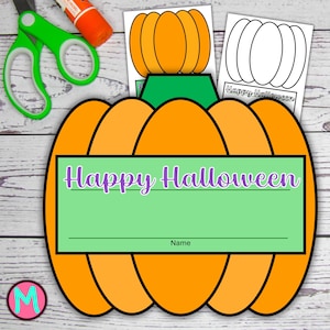 Halloween Name Pumpkin Craft Template For Kids, Fun Halloween Craft For Preschool, Simple Halloween Activity for Toddlers