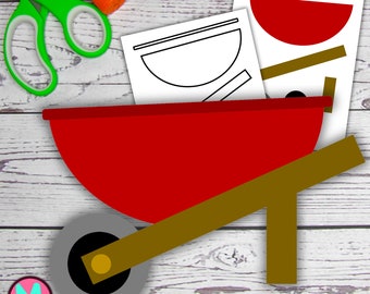 Wheelbarrow Craft Template: Cut and Glue Garden Activity (PDF)