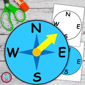Compass Craft Template for kids, cut and glue camp activity, preschool craft, toddler activity, simple compass craft for kids
