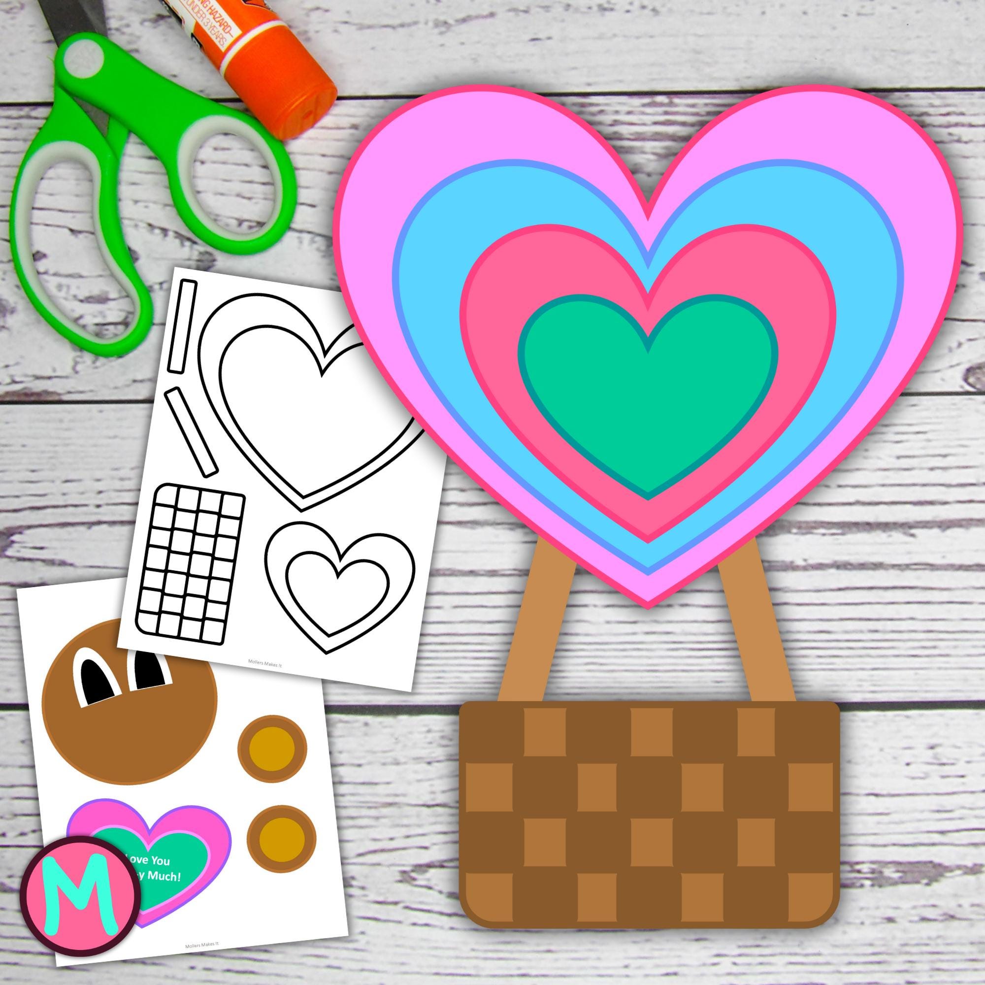 Valentine Hot Air Balloon Craft Template, Paper Crafts For Kids,…
