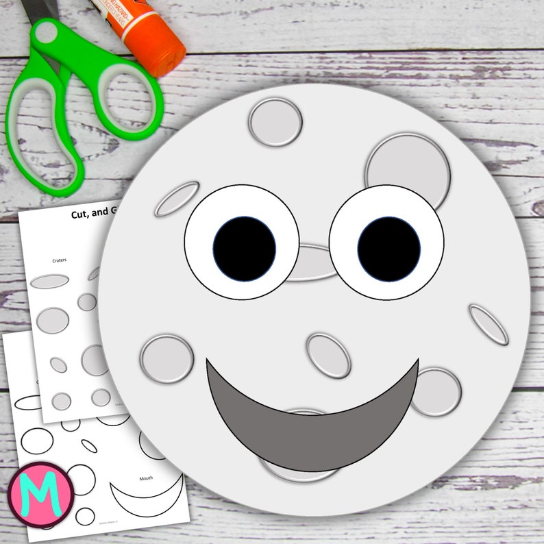 Moon Craft Template Paper Pattern for Kids, Preschool, Kindergarten ...