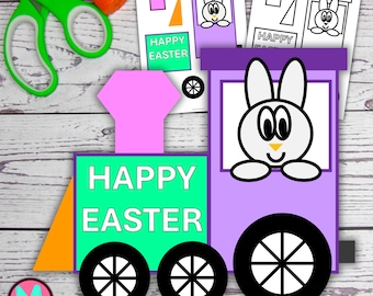 Easter Train Craft Template: Printable Cut and Glue Paper Craft For Kids (PDF Download)