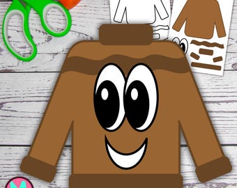 Mall för pepparkakströja: Klipp- och limaktivitet för barn i vinter (PDF-nedladdning)