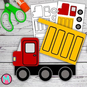 Dump Truck Craft template for preschool, fun construction craft for kids, simple cut and glue craft for kindergarten