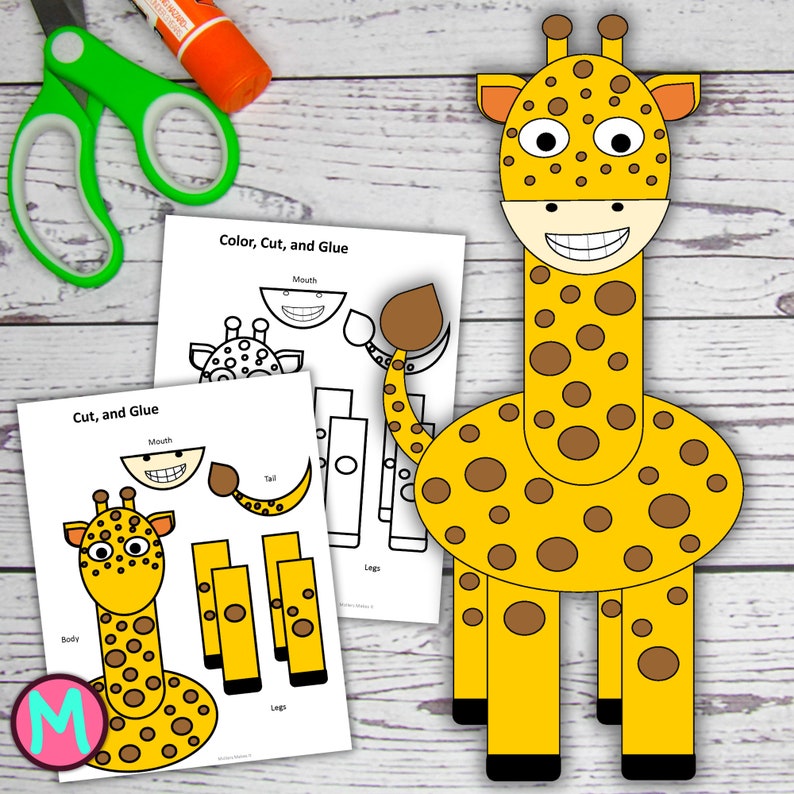 Giraffe Craft Template for Kids in Preschool, Kindergarten, Elementary ...