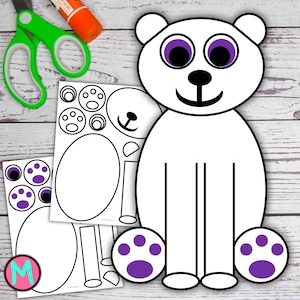 Polar Bear Craft Template for kids, simple preschool craft, fun and easy toddler bear craft