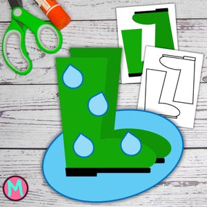 Rain Boots Craft Template For Kids, Simple Cut and Glue Spring Craft For Preschool, Create Your Own Rainboots Craft