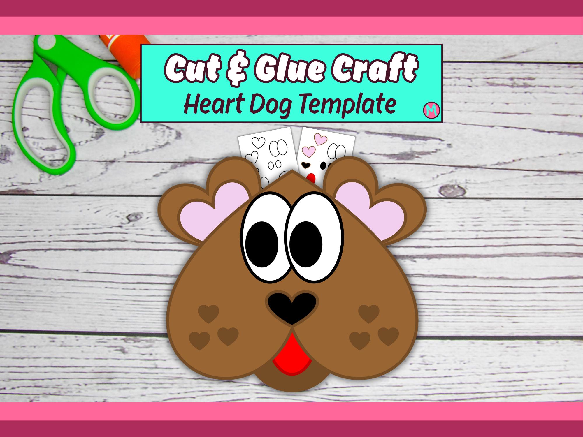39 Bark-Tastic Dog Crafts: Creative Dog Craft Ideas for Kids 30 Heart Dog Craft Template, Printable Cut and Glue Paper Craft For…