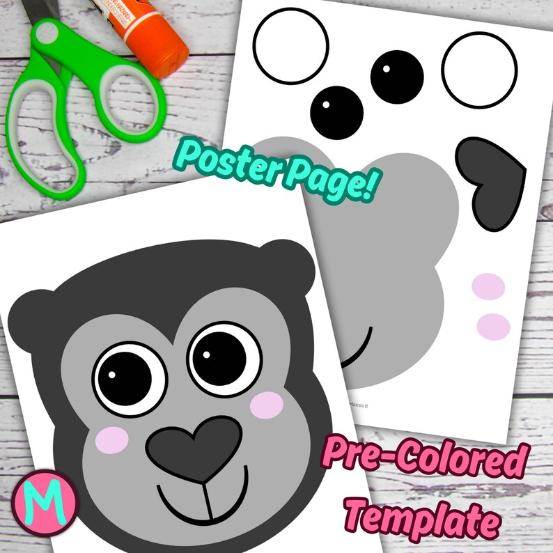 Gorilla Craft Template, Simple Toddler Craft, Preschool Craft, Cut and ...