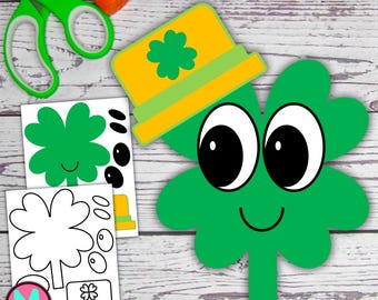 St. Patrick's Day Clover Person Craft Template: Cut & Glue Paper Craft (PDF)