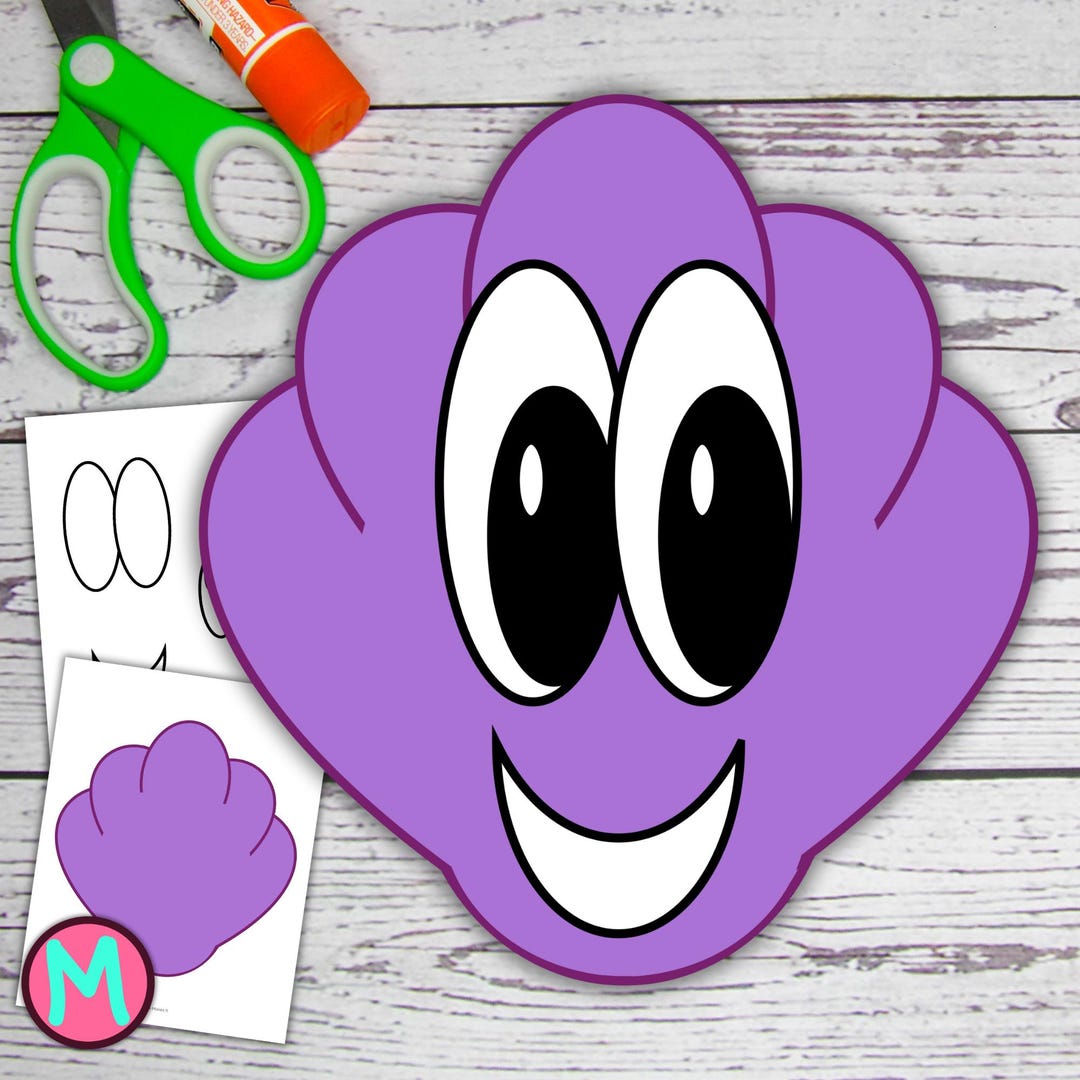 Purple Shell Craft Template, Summer Cut and Glue Paper Craft for Kids ...