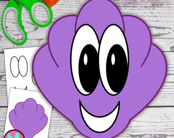 Purple Shell Craft Template, Summer Cut and Glue Paper Craft For Kids