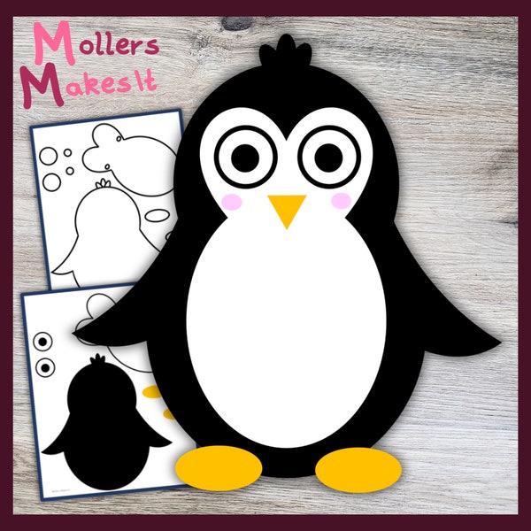 Penguin Craft template Printable Pattern for kids, cut and glue activity, preschool craft, kindergarten activity, cut and paste
