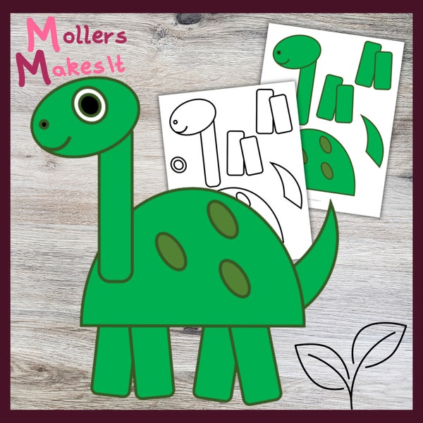 Brontosaurus Dinosaur Craft Template for kids in preschool, kindergarten or elementary, cut and glue, homeschool craft