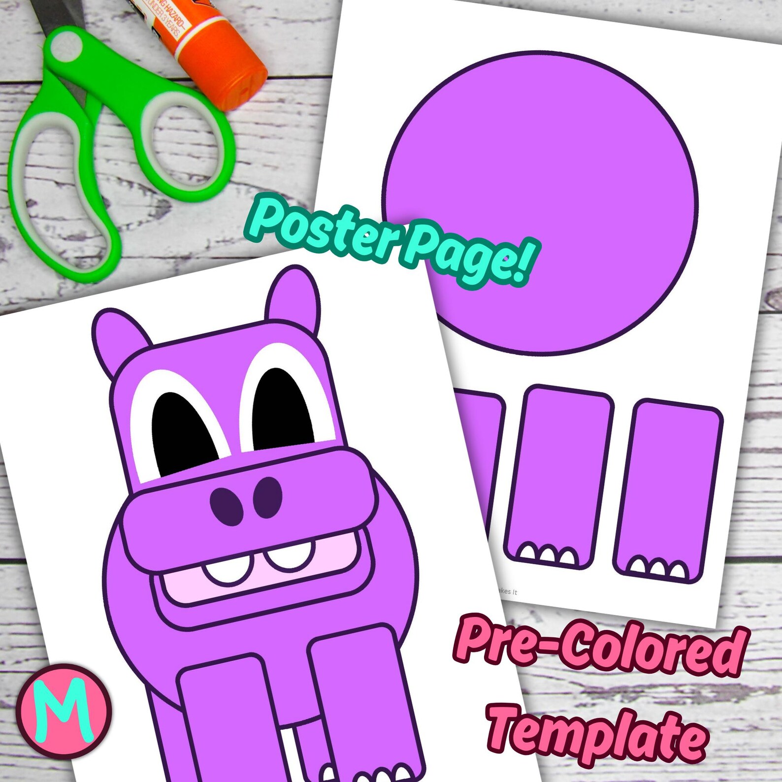 Smiling Hippo Craft Template: Cut & Glue Paper Craft (PDF) - Etsy