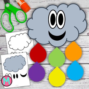 Rain Drop Cloud Craft Template: Cut & Glue Activity (PDF)