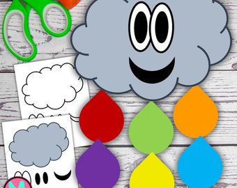 Rain Drop Cloud Craft Template: Cut & Glue Activity (PDF)
