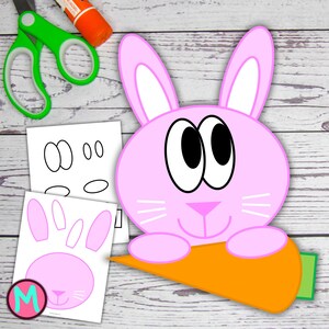 Pink Bunny Craft Template, Easter Bunny Craft, Kids Paper Craft, Animal Craft For Kids