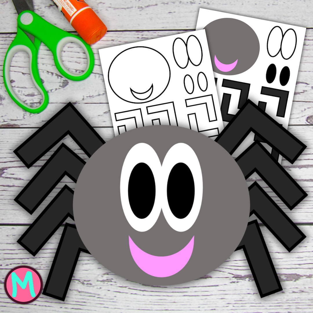 Spider Craft Template for Preschool, Simple Toddler Craft, Halloween Spider Craft Template for Preschool, Simple Toddler Craft, Halloween