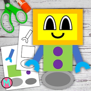 Rad Robot Craft Template for Kids, Printable Pattern for preschool, elementary, toddler, homeschool