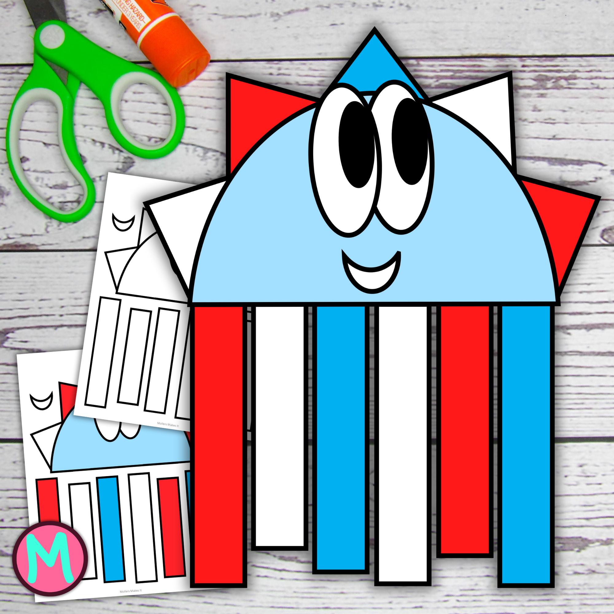 37 Easy & Fun Labor Day Crafts for Kids of All Ages 23 Patriotic Sun & Rainbow Craft Template, Printable Cut and Glue Paper…