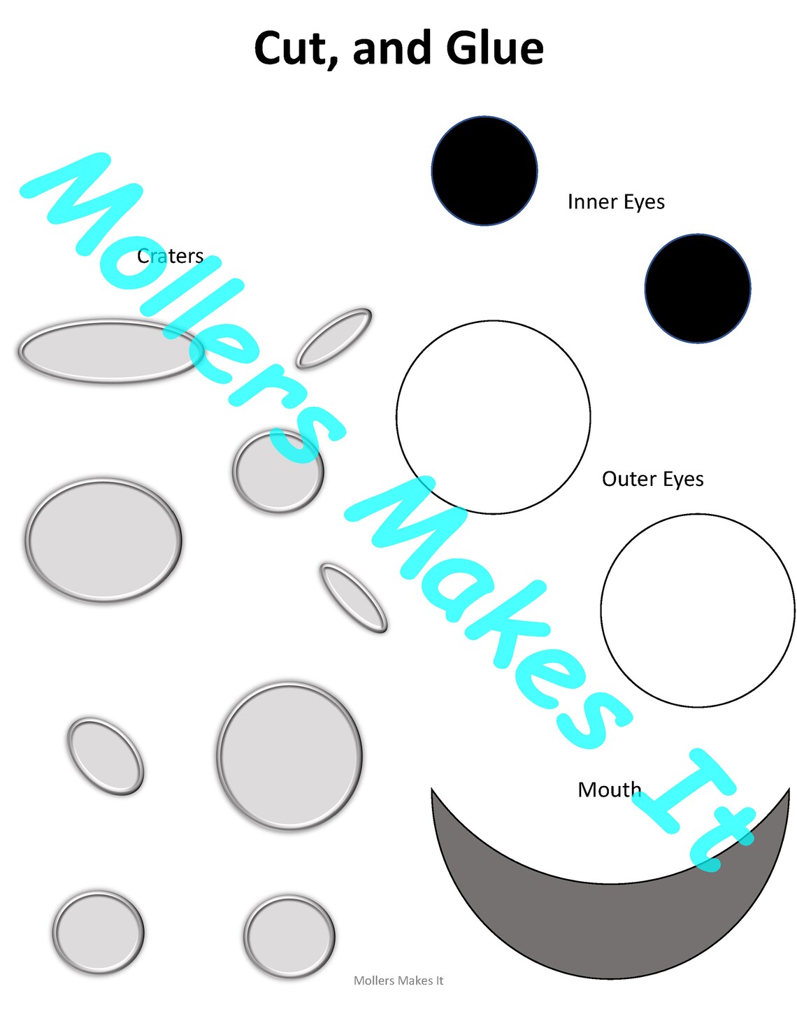 Moon Craft Template Paper Pattern for Kids, Preschool, Kindergarten ...