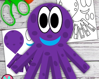 Plantilla de pulpo de papel: actividad de cortar y pegar (PDF)