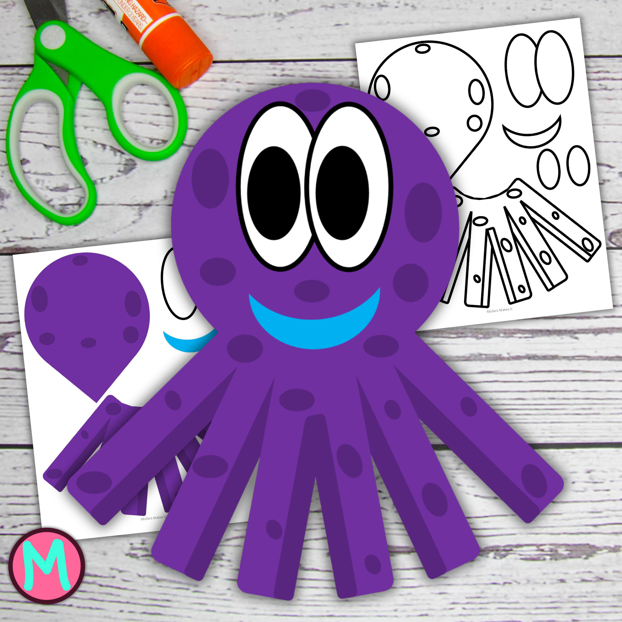 Octopus Craft Template for Kids in Preschool, Kindergarten, Elementary Octopus Craft Template for Kids in Preschool, Kindergarten, Elementary