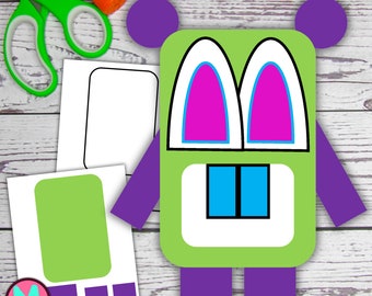 Green Monster Craft Template for kids, preschool, kindergarten, elementary and homeschool, cut and glue