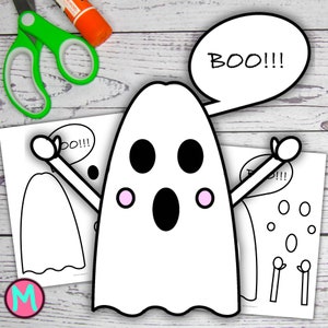 Ghost Craft Template: Halloween Cut & Glue Activity (PDF Pattern)